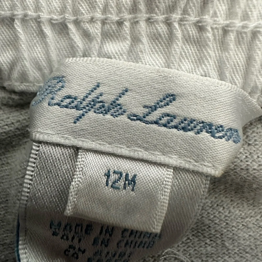 Ralph Lauren 12 Month Baby Boy Gray Knit Oxford Pull On Shorts
